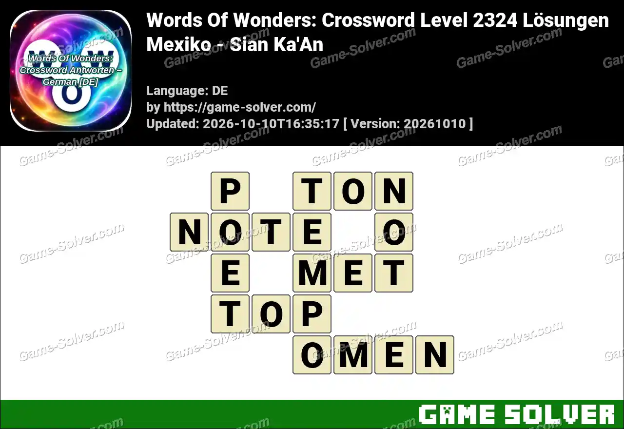 Words Of Wonders: Crossword Level 2324 Lösungen – Mexiko – Sian Ka’An